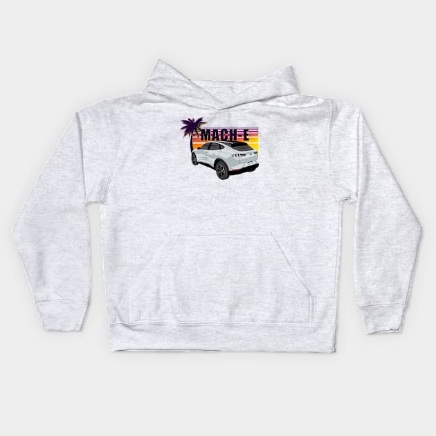 Sunset Mach-E in Space White Kids Hoodie by zealology